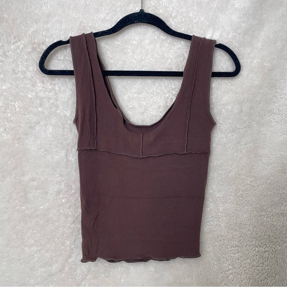 all:row Exposed Seam Tank Top in Brown - Picture 2 of 6